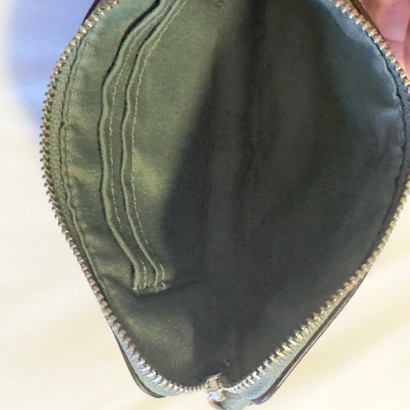 Coach Corner Zip Small Leather Wristlet Light Teal Color - Picture 5 of 5